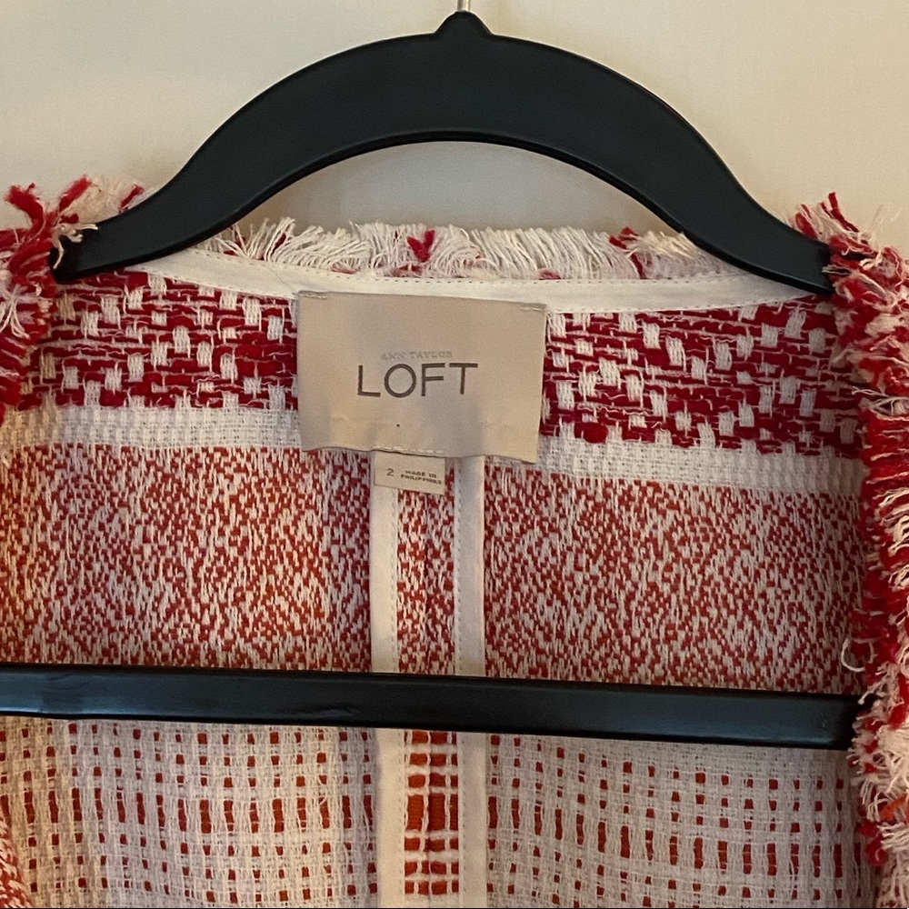 Women’s Red Patterned Open-Front Jacket - Picture 4 of 8